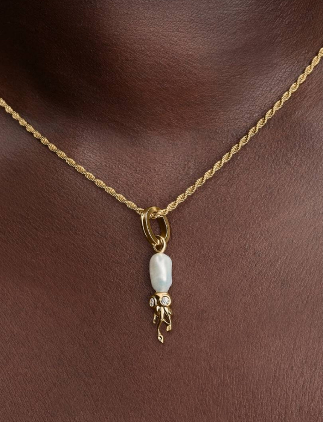 Treated Freshwater Cultured Baroque Pearl Squid Dangle Charm