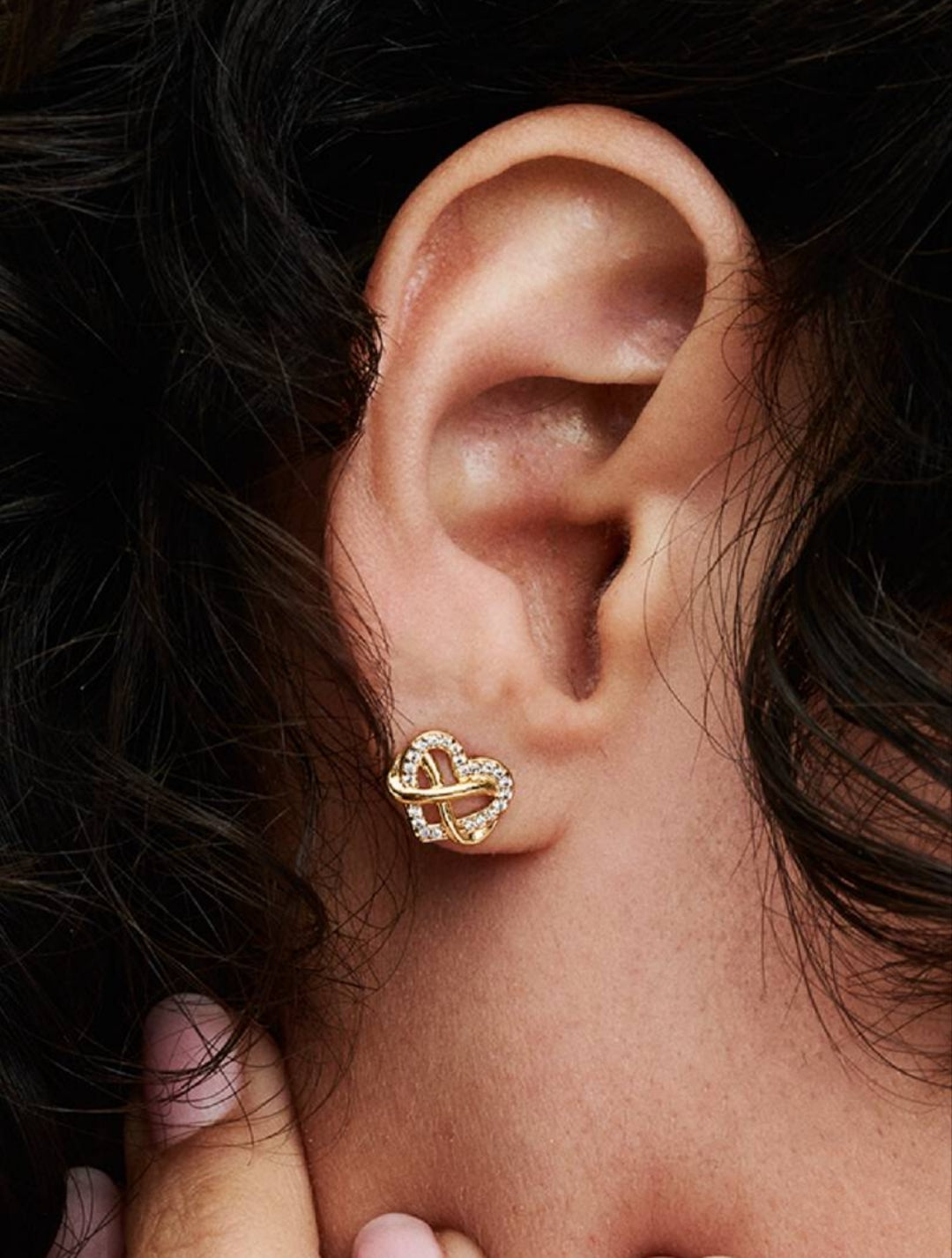 Sparkling Infinity Heart Stud Earrings