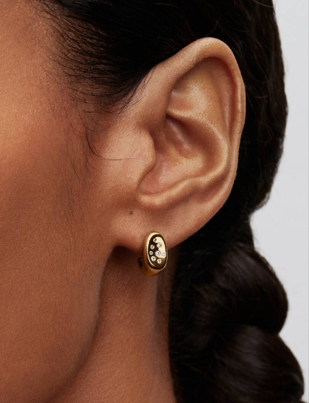 Organically Shaped Stone-Set Stud Earrings