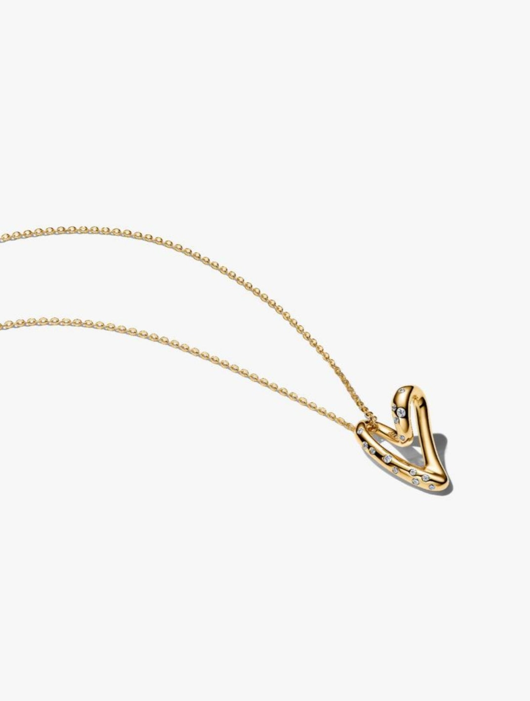 Organically Shaped Stone-Set Heart Pendant Necklace