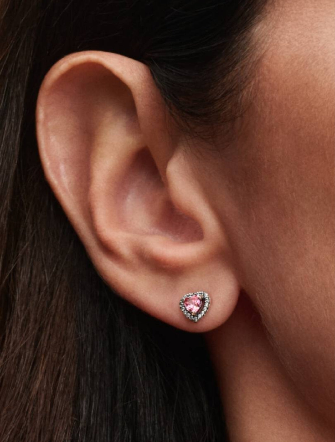 Elevated Pink Heart Stud Earrings
