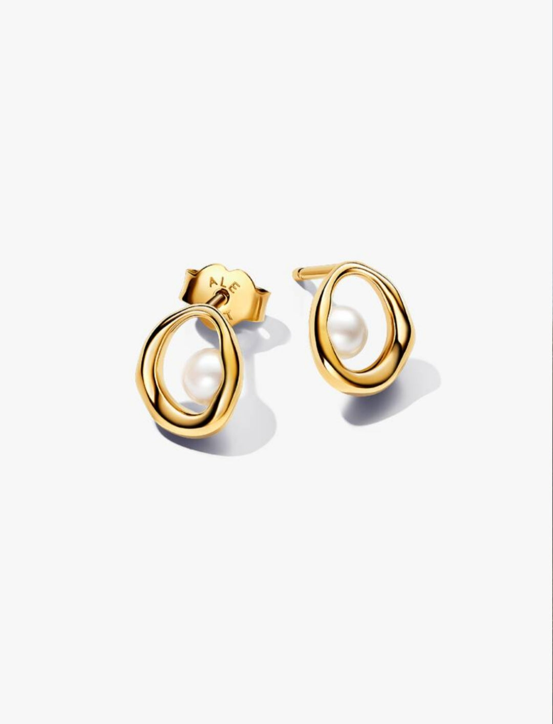 Organically Shaped Oval & Treated Freshwater Cultured Pearl Stud Earrings