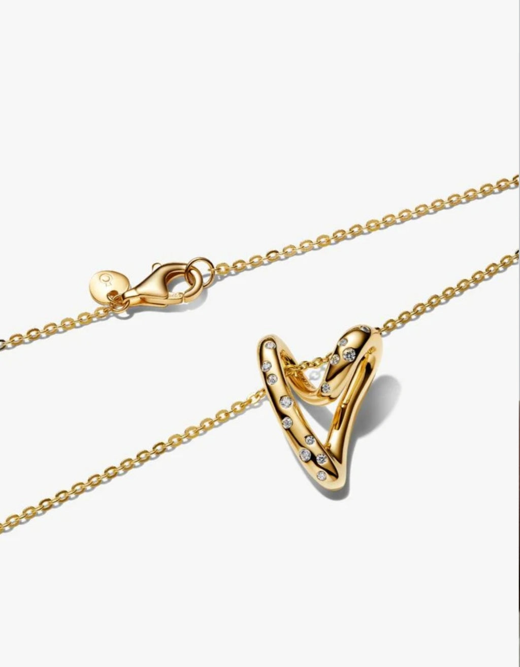 Organically Shaped Stone-Set Heart Pendant Necklace