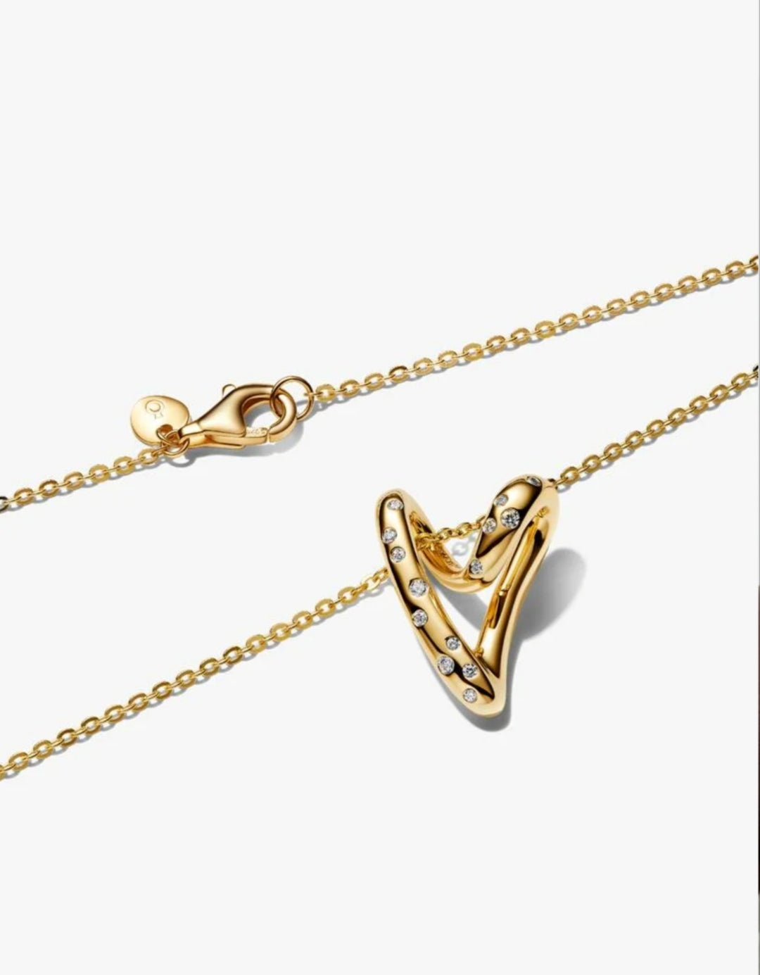 Organically Shaped Stone-Set Heart Pendant Necklace