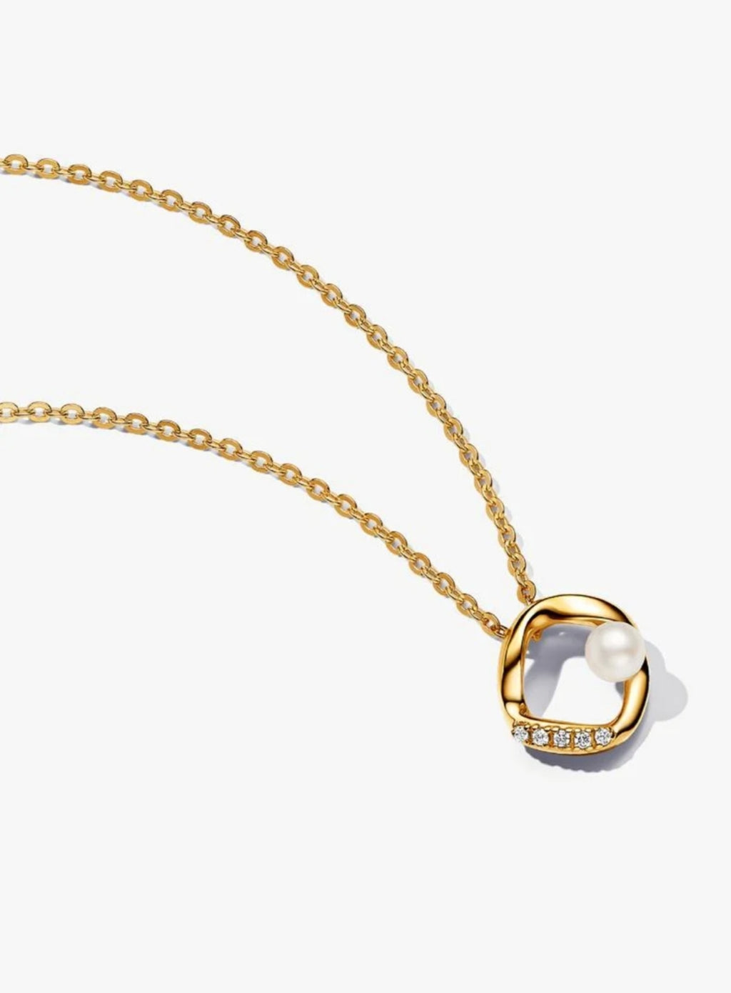 Organically Shaped Pavé Circle & Treated Freshwater Cultured Pearl Collier Necklace