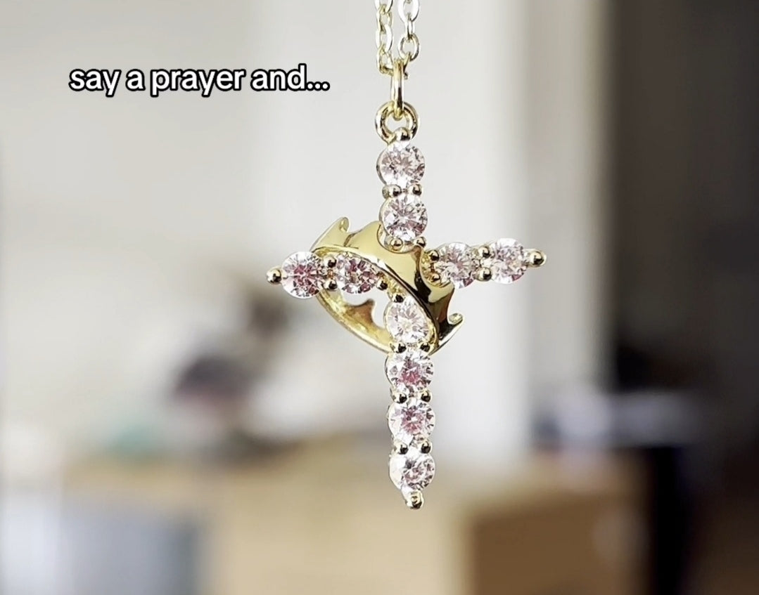 Cross with Crown Necklace