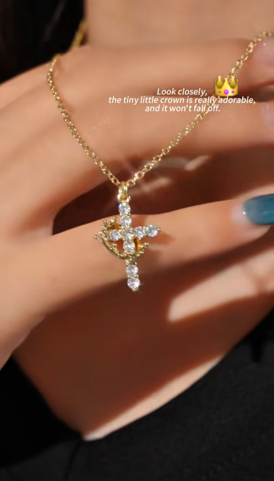 Cross with Crown Necklace
