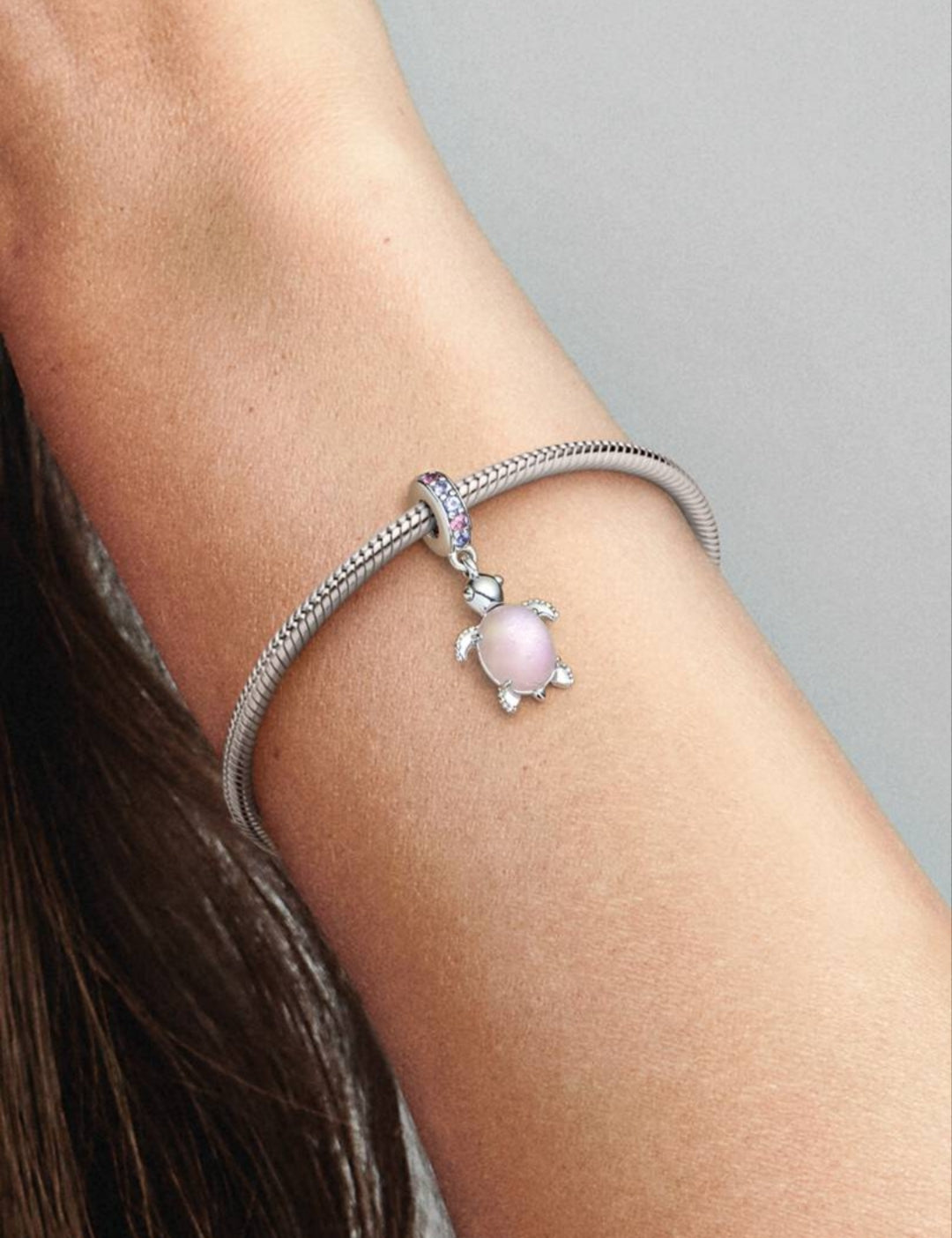 Murano Glass Pink Sea Turtle Dangle Charm