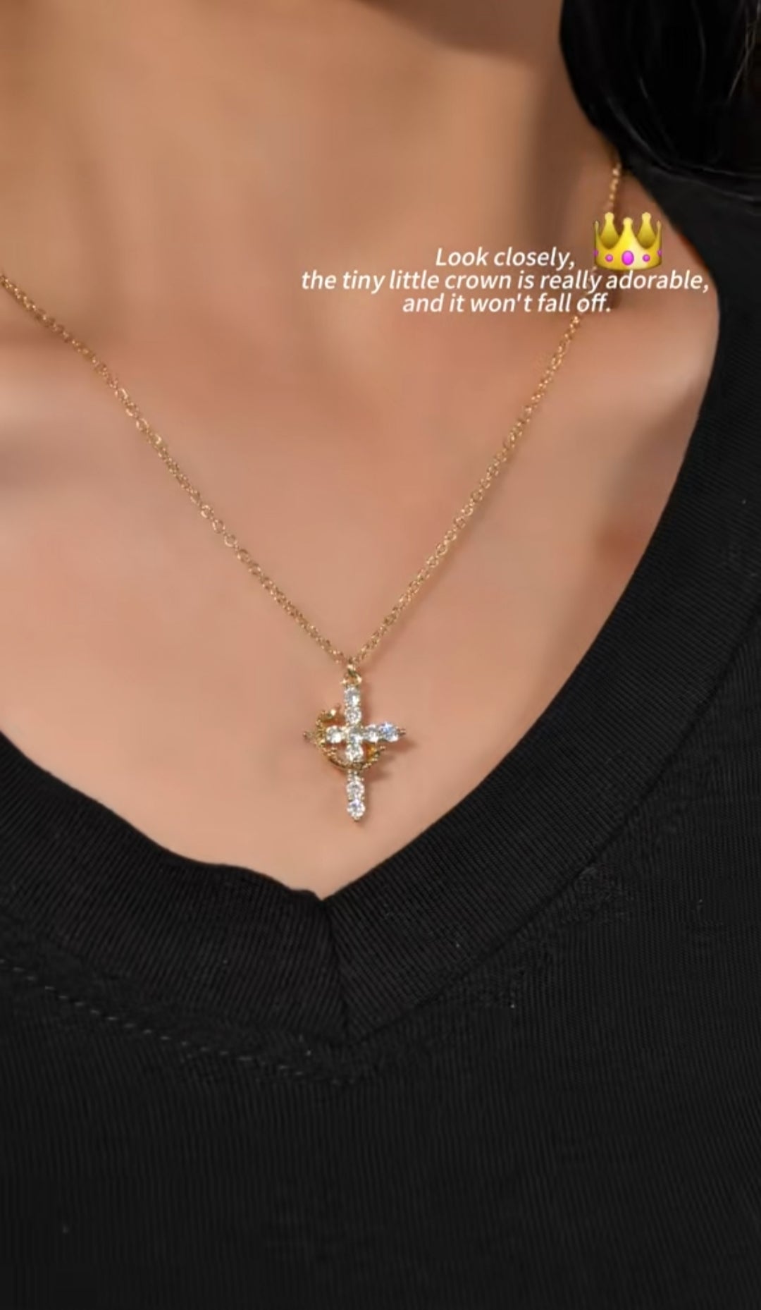 Cross with Crown Necklace