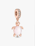 Murano Glass Pink Sea Turtle Dangle Charm