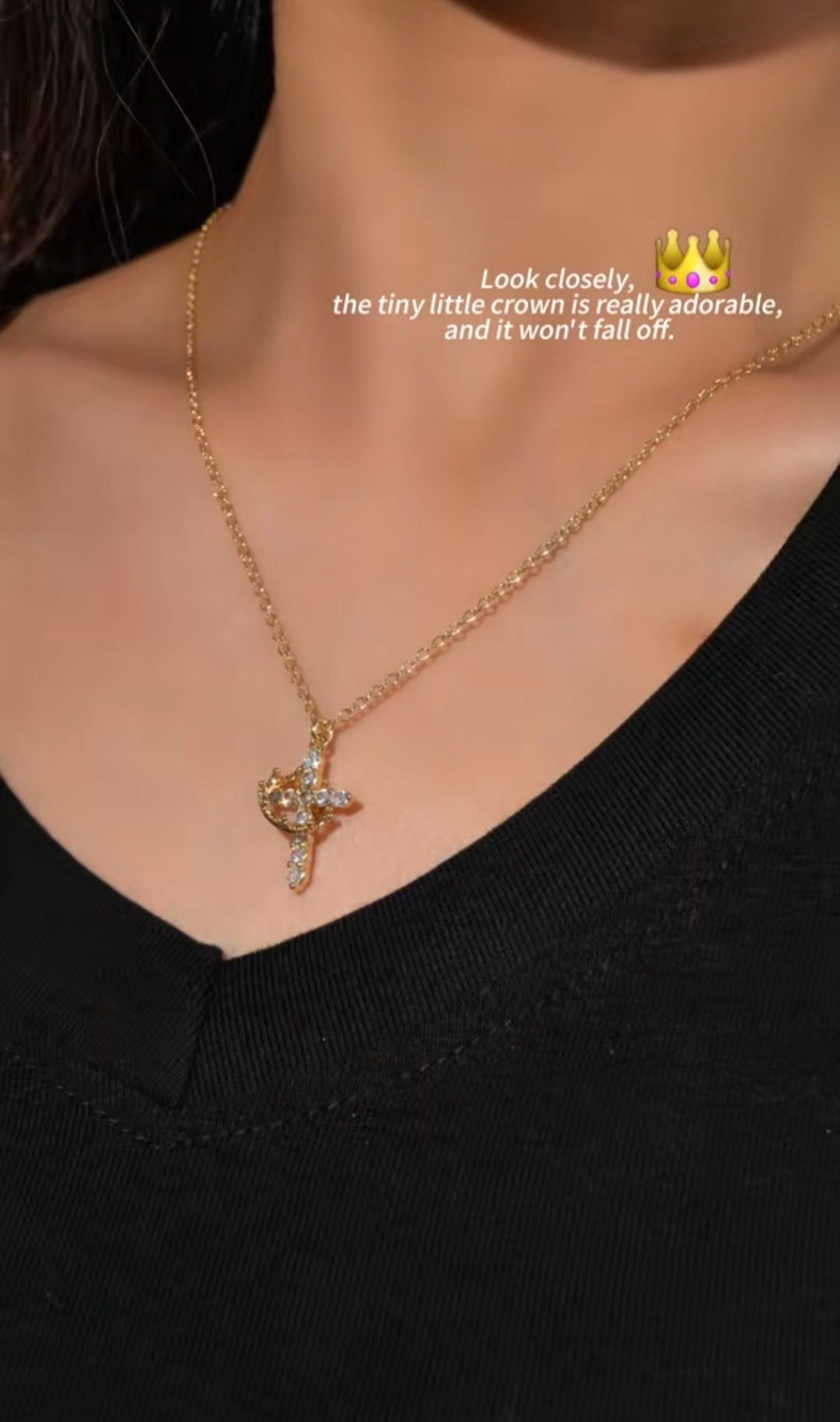 Cross with Crown Necklace