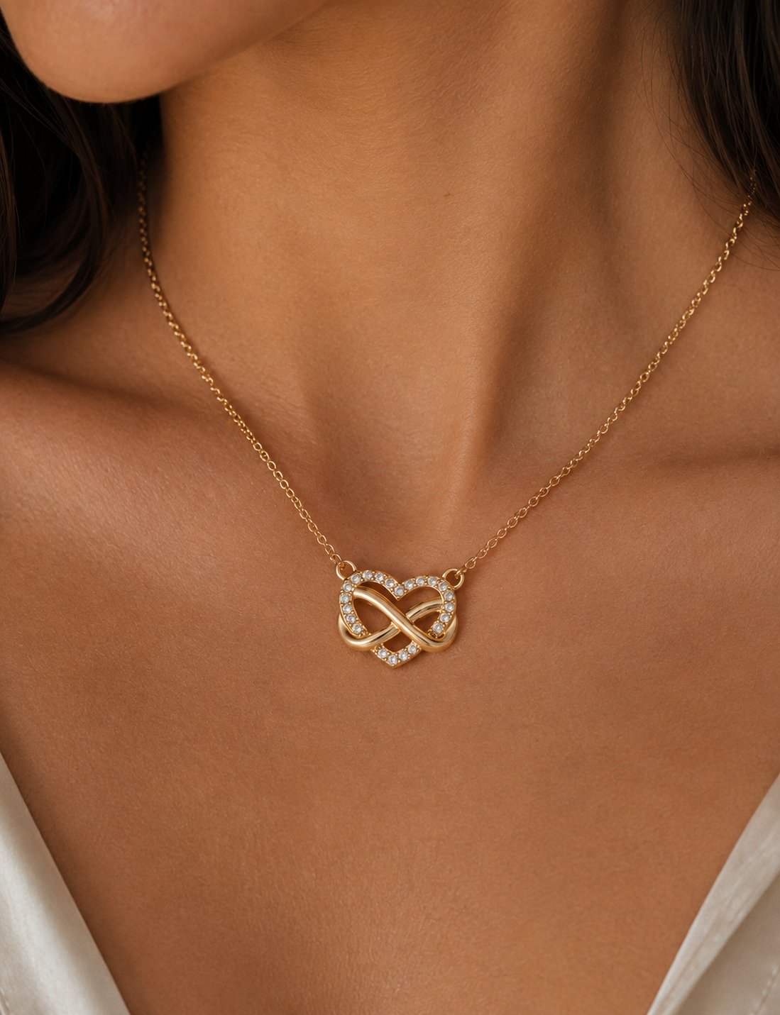 Sparkling Infinity Heart Collier Necklace