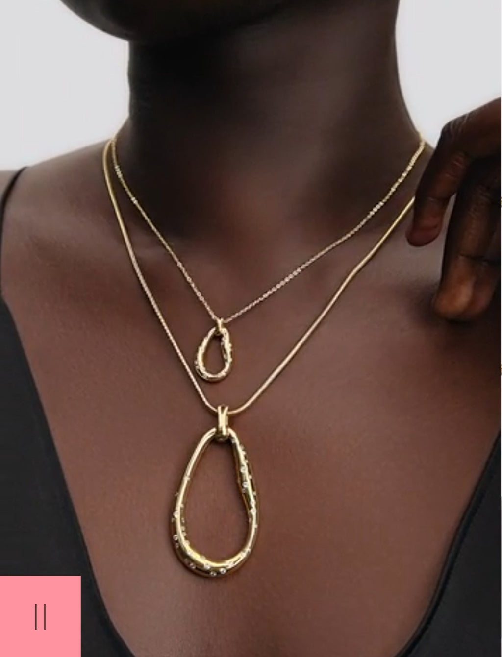 Organically Shaped Stone-Set Statement Pendant Necklace
