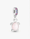 Murano Glass Pink Sea Turtle Dangle Charm