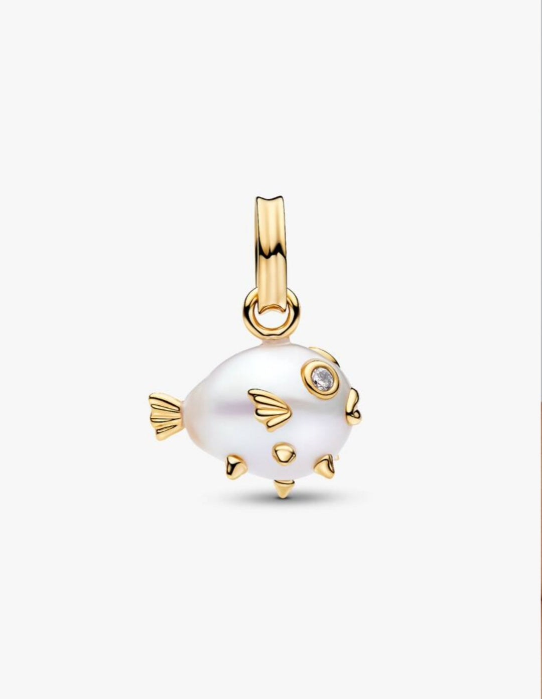 Treated Freshwater Cultured Baroque Pearl Pufferfish Dangle Charm