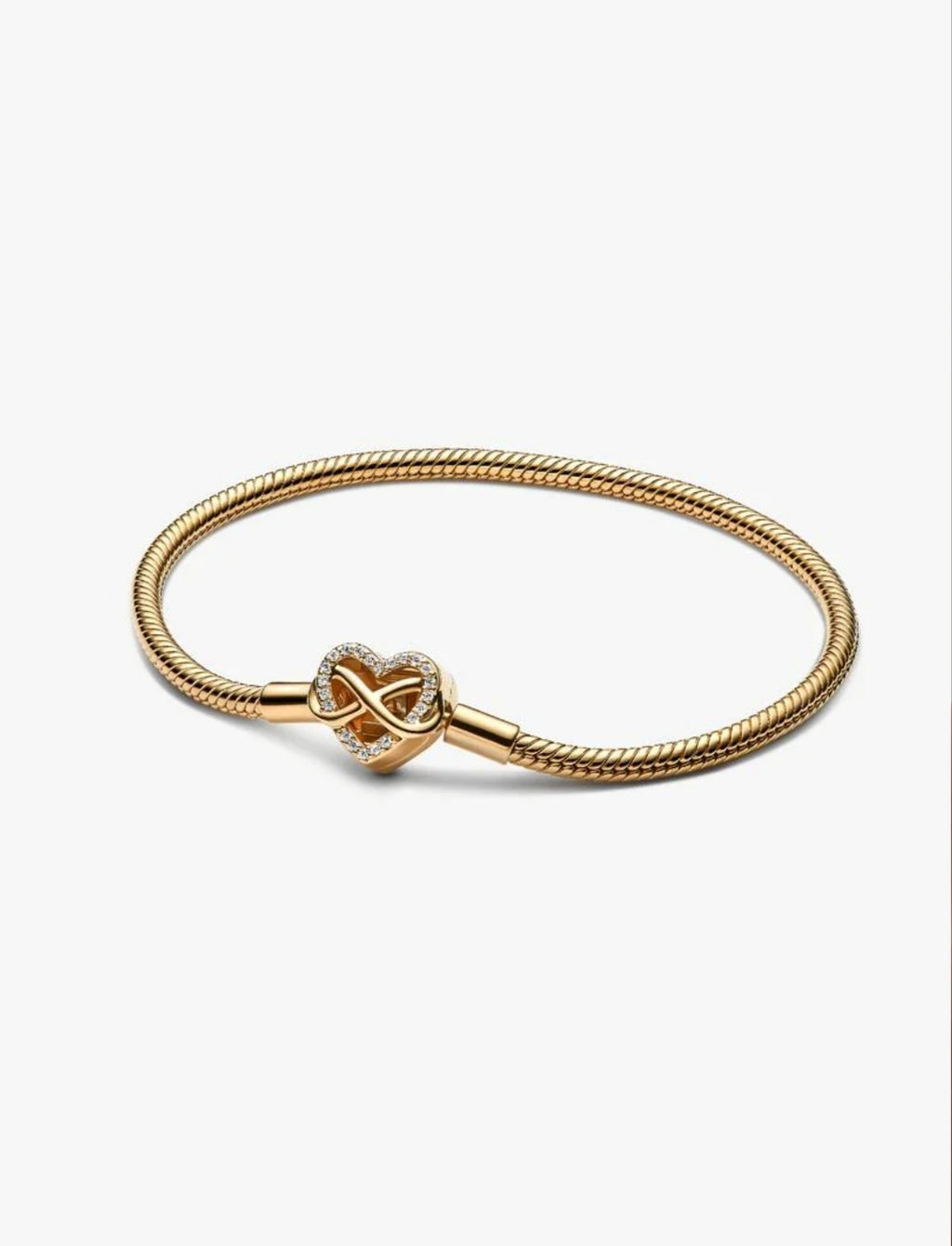 Sparkling Infinity Heart Clasp Snake Chain Bracelet