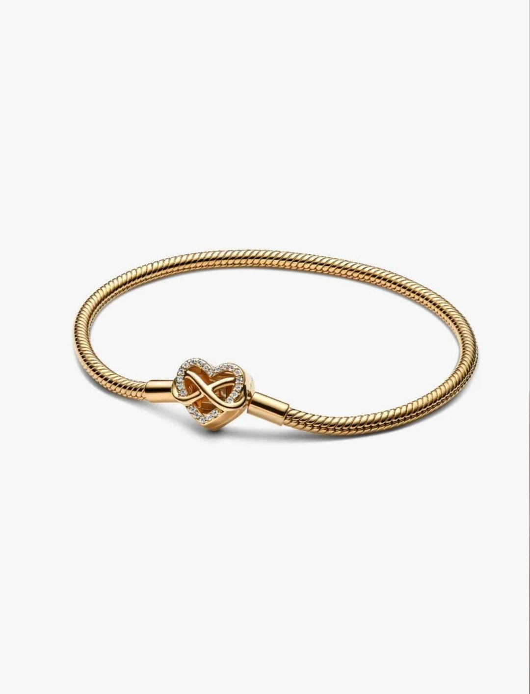 Sparkling Infinity Heart Clasp Snake Chain Bracelet