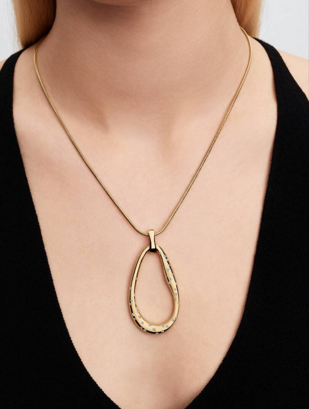 Organically Shaped Stone-Set Statement Pendant Necklace