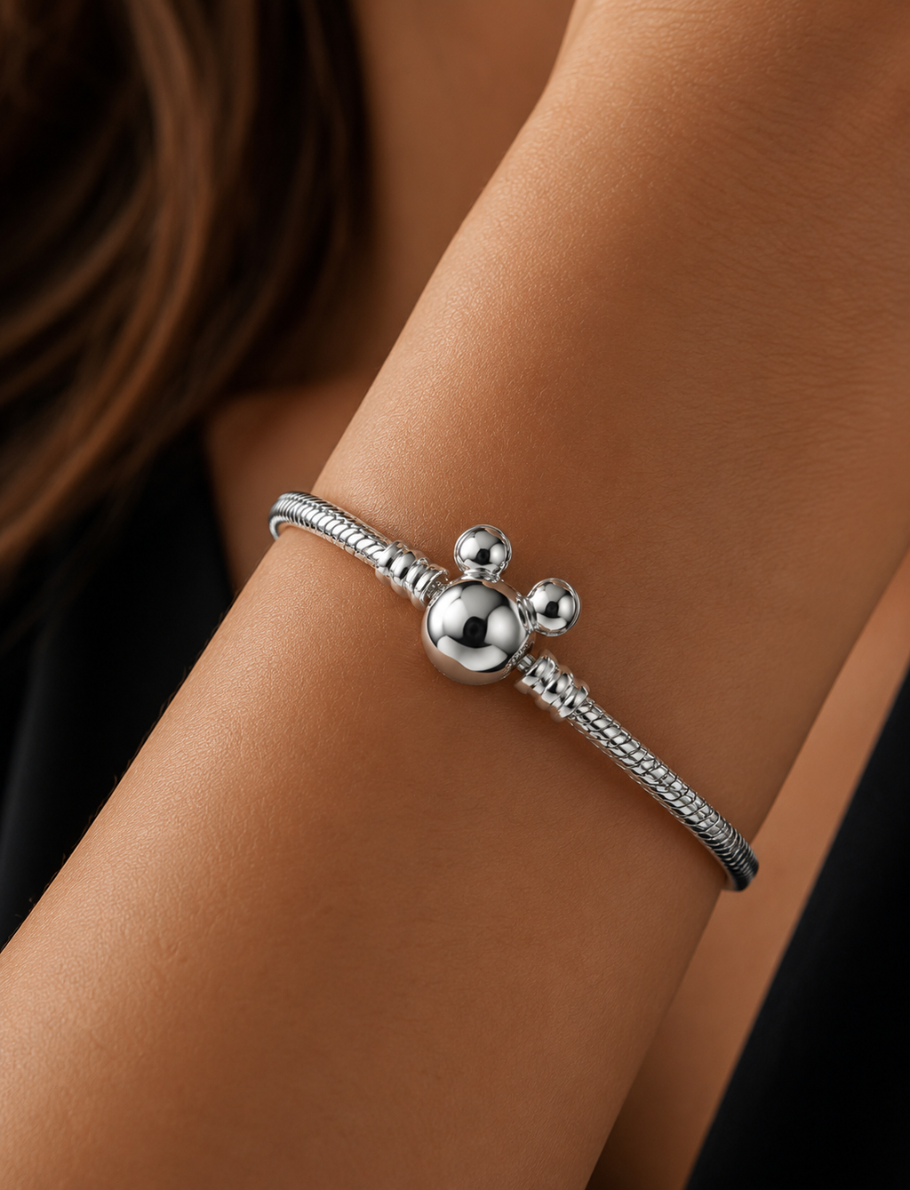 Disney Mickey Mouse Clasp Moments Snake Chain Bracelet