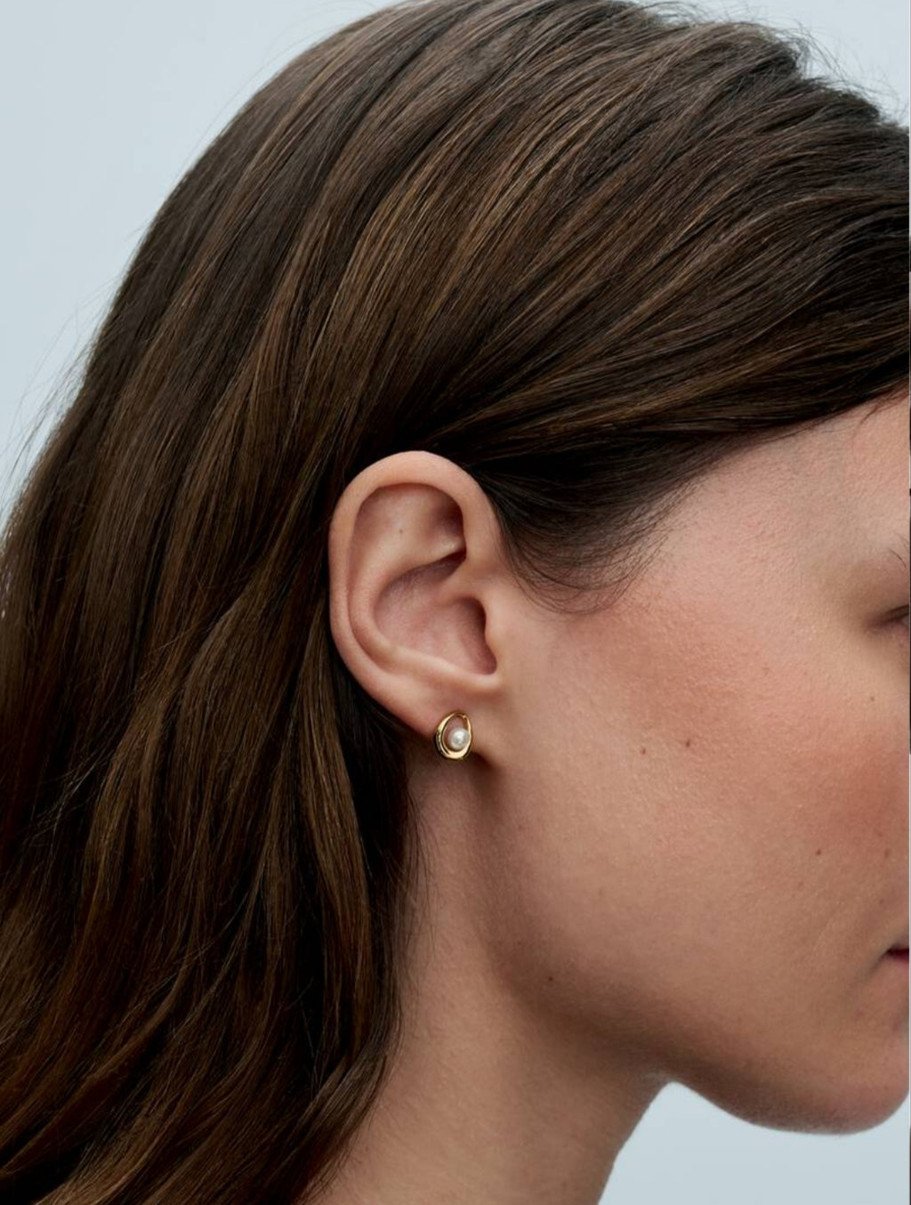 Organically Shaped Oval & Treated Freshwater Cultured Pearl Stud Earrings