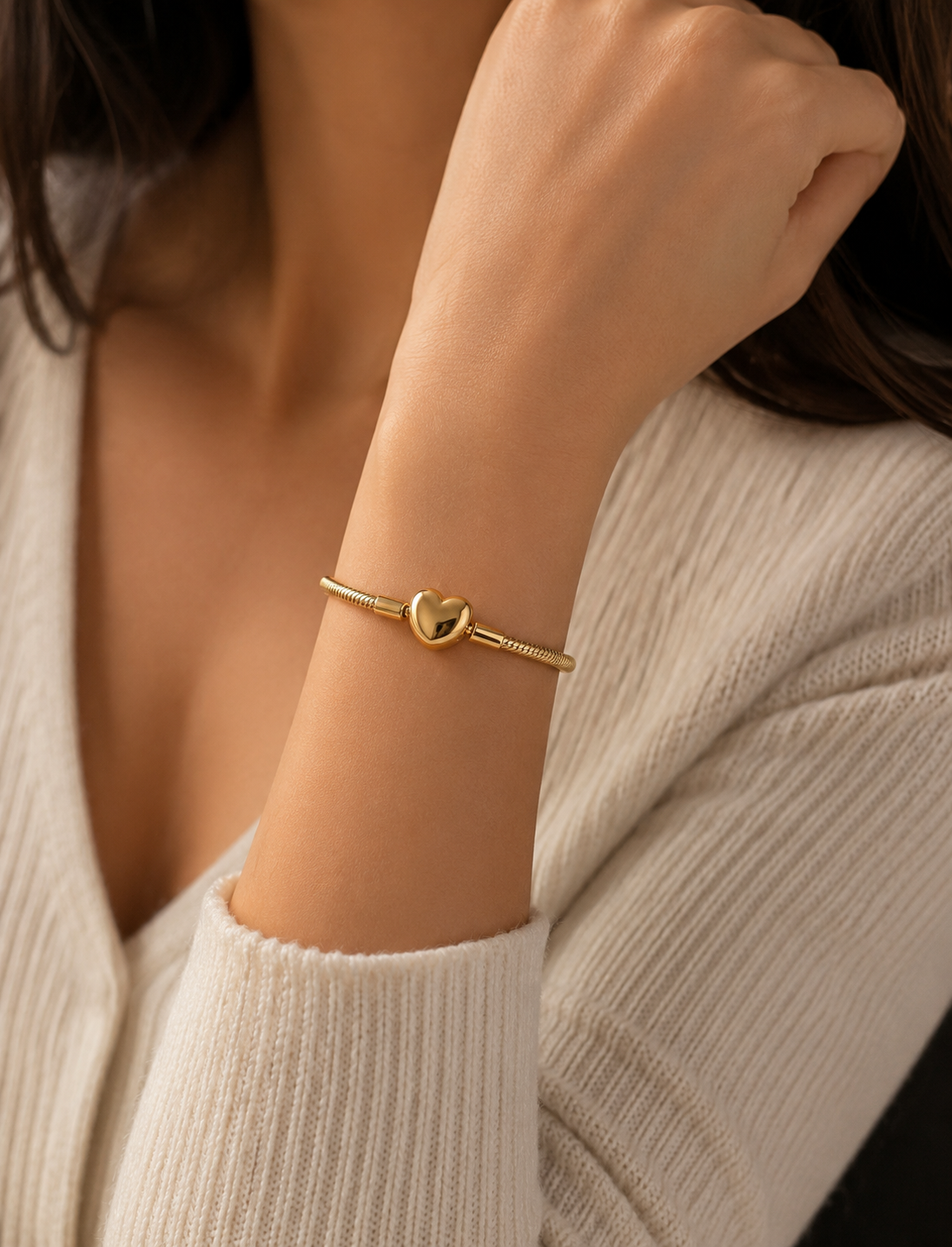 Heart Clasp Snake Chain Bracelet