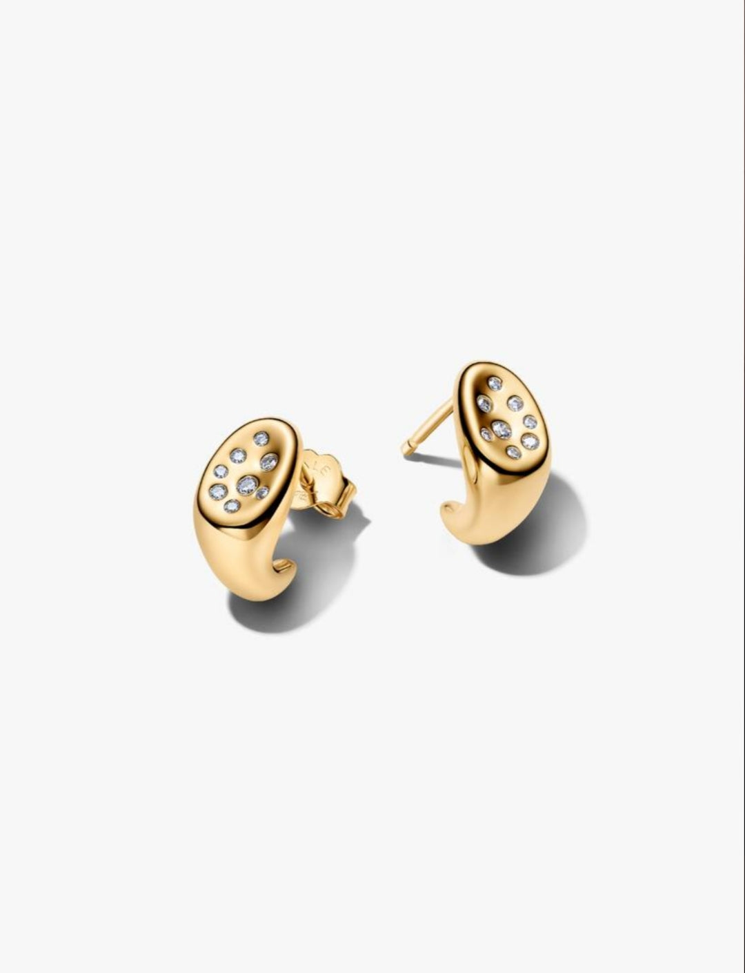Organically Shaped Stone-Set Stud Earrings