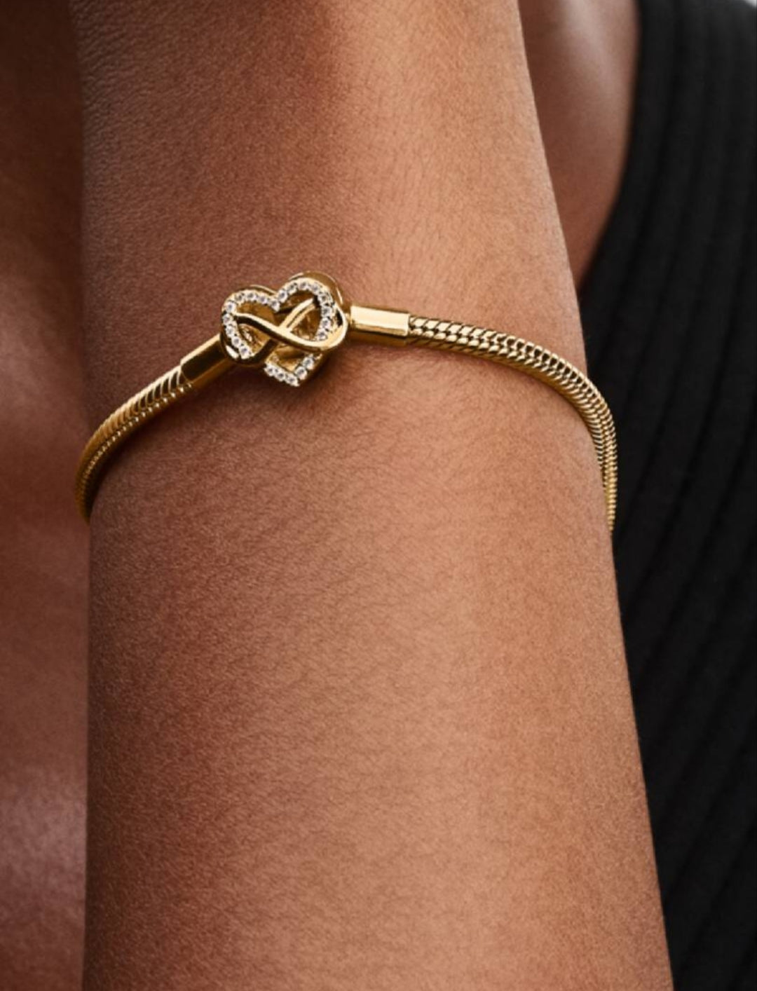 Sparkling Infinity Heart Clasp Snake Chain Bracelet